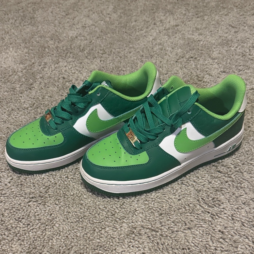 NWOT (never worn) Nike Men's Air Force 1s Multi Greens and White Sneakers